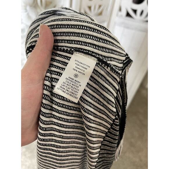 Cyrus Sweater Women Medium Black White Long Open Cardigan Top - Picture 3 of 7